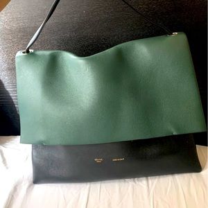 Celine Green Black Soft Tote